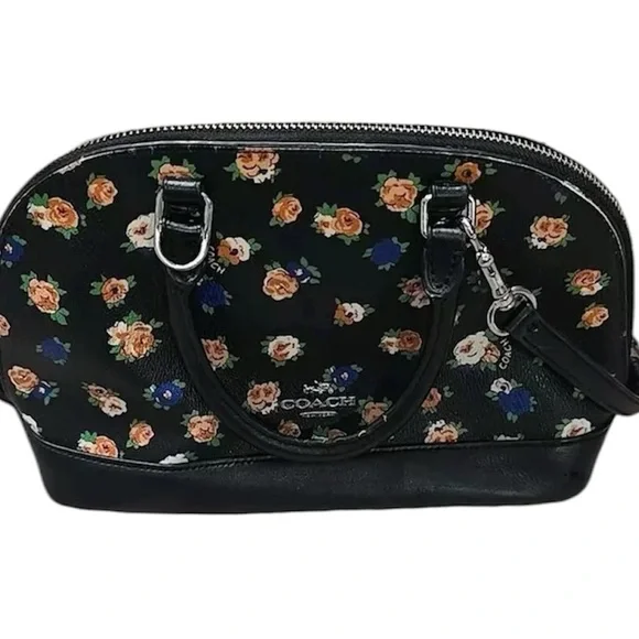 Beautiful COACH Black Floral Handbag Mini Tote Bag See Description NWOT - Picture 2 of 13
